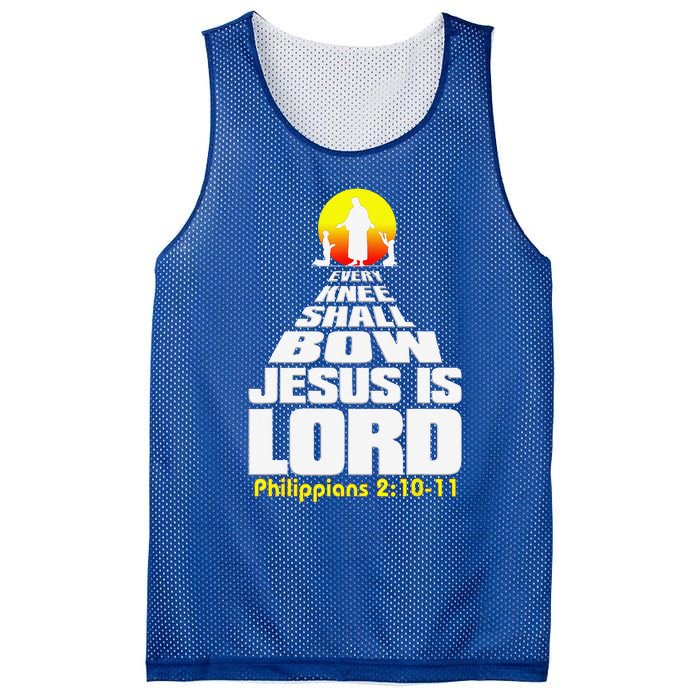 Every Knee Shall Bow Jesus Is Lord Christian Worship Mesh Reversible Basketball Jersey Tank