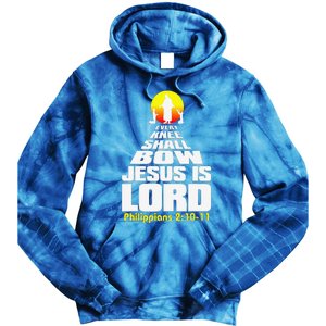 Every Knee Shall Bow Jesus Is Lord Christian Worship Tie Dye Hoodie