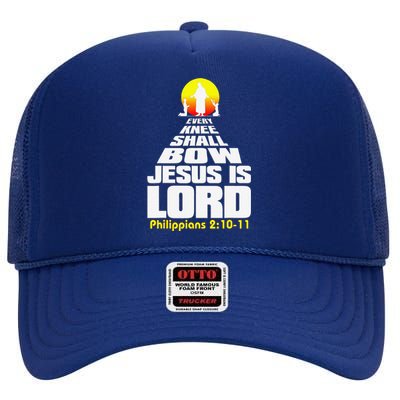 Every Knee Shall Bow Jesus Is Lord Christian Worship High Crown Mesh Back Trucker Hat