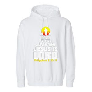 Every Knee Shall Bow Jesus Is Lord Christian Worship Garment-Dyed Fleece Hoodie