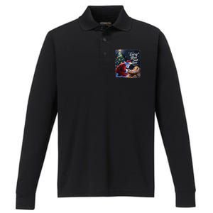 Every Knee Shall Bow Jesus Christian Santa Xmas Christmas Performance Long Sleeve Polo