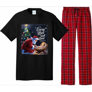 Every Knee Shall Bow Jesus Christian Santa Xmas Christmas Pajama Set