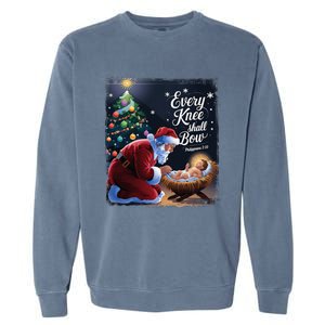 Every Knee Shall Bow Jesus Christian Santa Xmas Christmas Garment-Dyed Sweatshirt