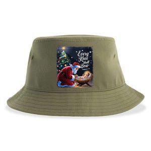 Every Knee Shall Bow Jesus Christian Santa Xmas Christmas Sustainable Bucket Hat