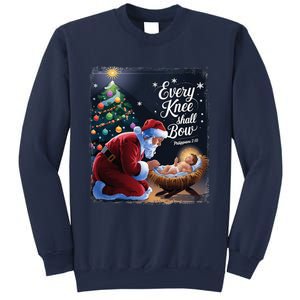 Every Knee Shall Bow Jesus Christian Santa Xmas Christmas Sweatshirt