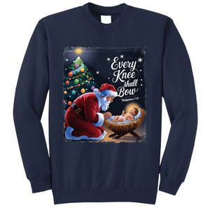 Every Knee Shall Bow Jesus Christian Santa Xmas Christmas Tall Sweatshirt