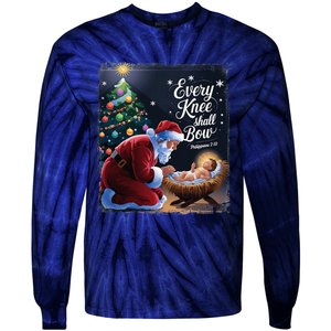 Every Knee Shall Bow Jesus Christian Santa Xmas Christmas Tie-Dye Long Sleeve Shirt