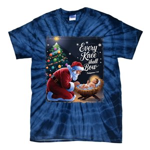 Every Knee Shall Bow Jesus Christian Santa Xmas Christmas Tie-Dye T-Shirt