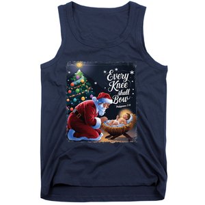 Every Knee Shall Bow Jesus Christian Santa Xmas Christmas Tank Top