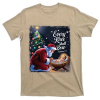 Every Knee Shall Bow Jesus Christian Santa Xmas Christmas T-Shirt