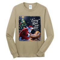 Every Knee Shall Bow Jesus Christian Santa Xmas Christmas Tall Long Sleeve T-Shirt