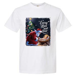 Every Knee Shall Bow Jesus Christian Santa Xmas Christmas Garment-Dyed Heavyweight T-Shirt