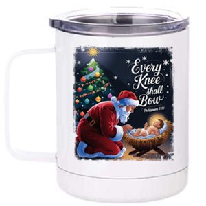 Every Knee Shall Bow Jesus Christian Santa Xmas Christmas 12 oz Stainless Steel Tumbler Cup