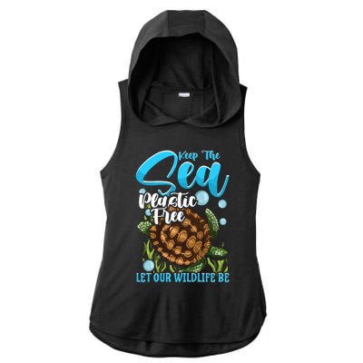 Environtal Keep The Sea Plastic Free Save Wildlife Turtle Gift Ladies PosiCharge Tri-Blend Wicking Draft Hoodie Tank