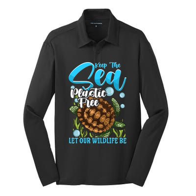 Environtal Keep The Sea Plastic Free Save Wildlife Turtle Gift Silk Touch Performance Long Sleeve Polo