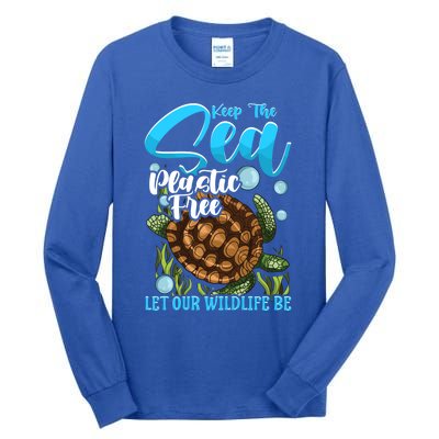 Environtal Keep The Sea Plastic Free Save Wildlife Turtle Gift Tall Long Sleeve T-Shirt