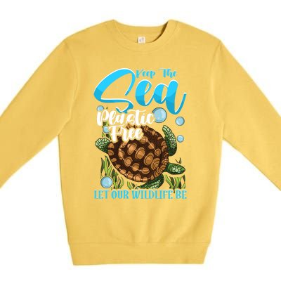 Environtal Keep The Sea Plastic Free Save Wildlife Turtle Gift Premium Crewneck Sweatshirt