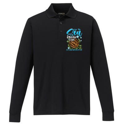 Environtal Keep The Sea Plastic Free Save Wildlife Turtle Gift Performance Long Sleeve Polo