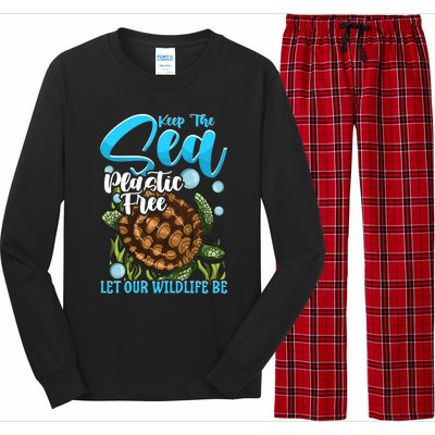 Environtal Keep The Sea Plastic Free Save Wildlife Turtle Gift Long Sleeve Pajama Set