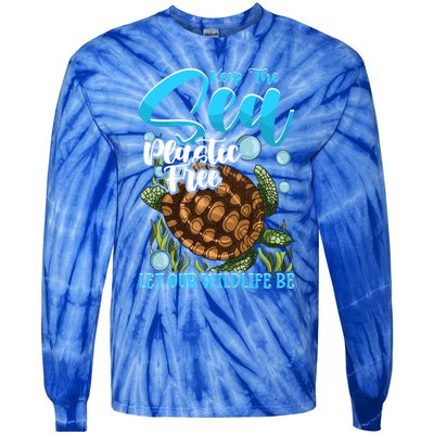 Environtal Keep The Sea Plastic Free Save Wildlife Turtle Gift Tie-Dye Long Sleeve Shirt