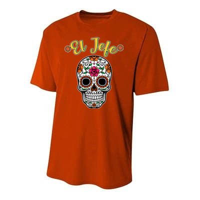 El Jefe Dia De Los Muertos Youth Performance Sprint T-Shirt