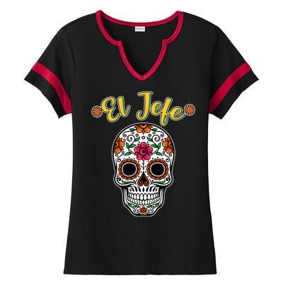 El Jefe Dia De Los Muertos Ladies Halftime Notch Neck Tee