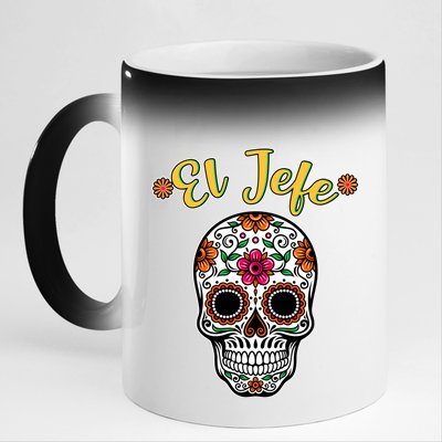 El Jefe Dia De Los Muertos 11oz Black Color Changing Mug