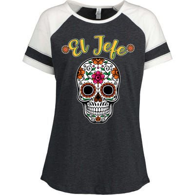 El Jefe Dia De Los Muertos Enza Ladies Jersey Colorblock Tee