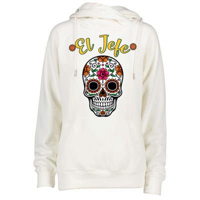 El Jefe Dia De Los Muertos Womens Funnel Neck Pullover Hood