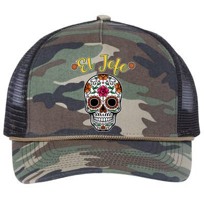 El Jefe Dia De Los Muertos Retro Rope Trucker Hat Cap