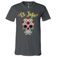 El Jefe Dia De Los Muertos V-Neck T-Shirt