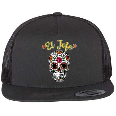 El Jefe Dia De Los Muertos Flat Bill Trucker Hat