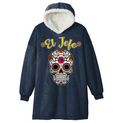 El Jefe Dia De Los Muertos Hooded Wearable Blanket