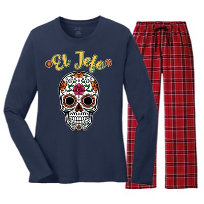 El Jefe Dia De Los Muertos Women's Long Sleeve Flannel Pajama Set 