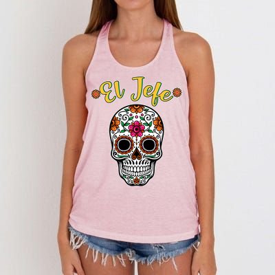 El Jefe Dia De Los Muertos Women's Knotted Racerback Tank