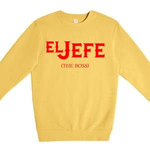 El Jefe (The Boss) Funny Text Logo Premium Crewneck Sweatshirt