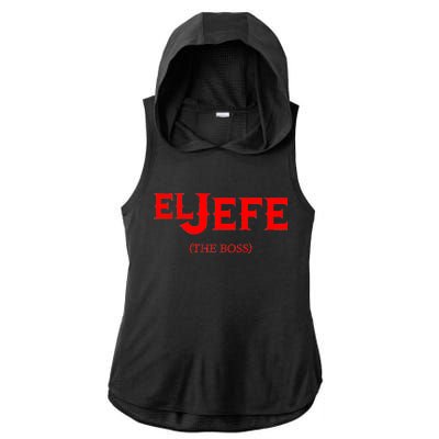 El Jefe (The Boss) Funny Text Logo Ladies PosiCharge Tri-Blend Wicking Draft Hoodie Tank