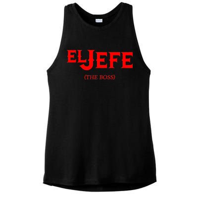 El Jefe (The Boss) Funny Text Logo Ladies PosiCharge Tri-Blend Wicking Tank