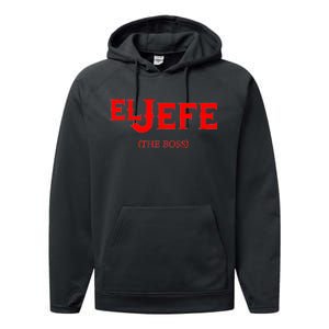 El Jefe (The Boss) Funny Text Logo Performance Fleece Hoodie