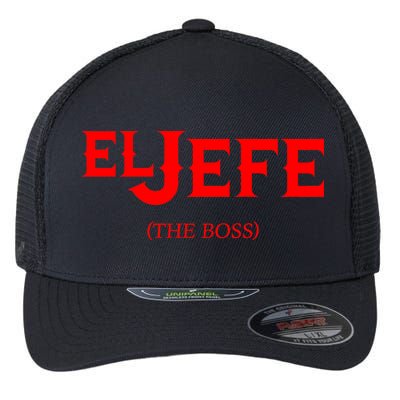 El Jefe (The Boss) Funny Text Logo Flexfit Unipanel Trucker Cap