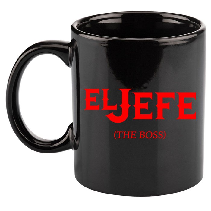 El Jefe (The Boss) Funny Text Logo 11oz C Handle Ceramic Mug