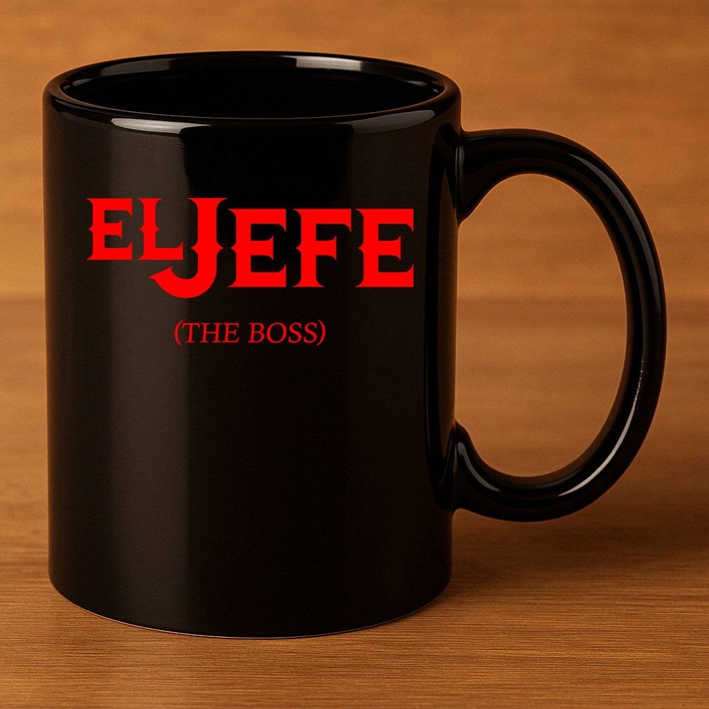 El Jefe (The Boss) Funny Text Logo 11oz C Handle Ceramic Mug
