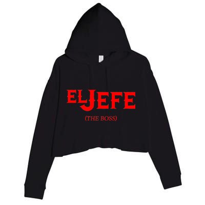 El Jefe (The Boss) Funny Text Logo Crop Fleece Hoodie