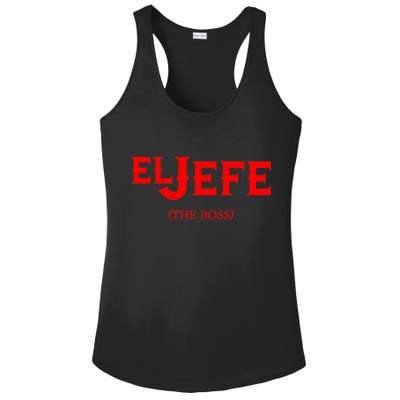 El Jefe (The Boss) Funny Text Logo Ladies PosiCharge Competitor Racerback Tank