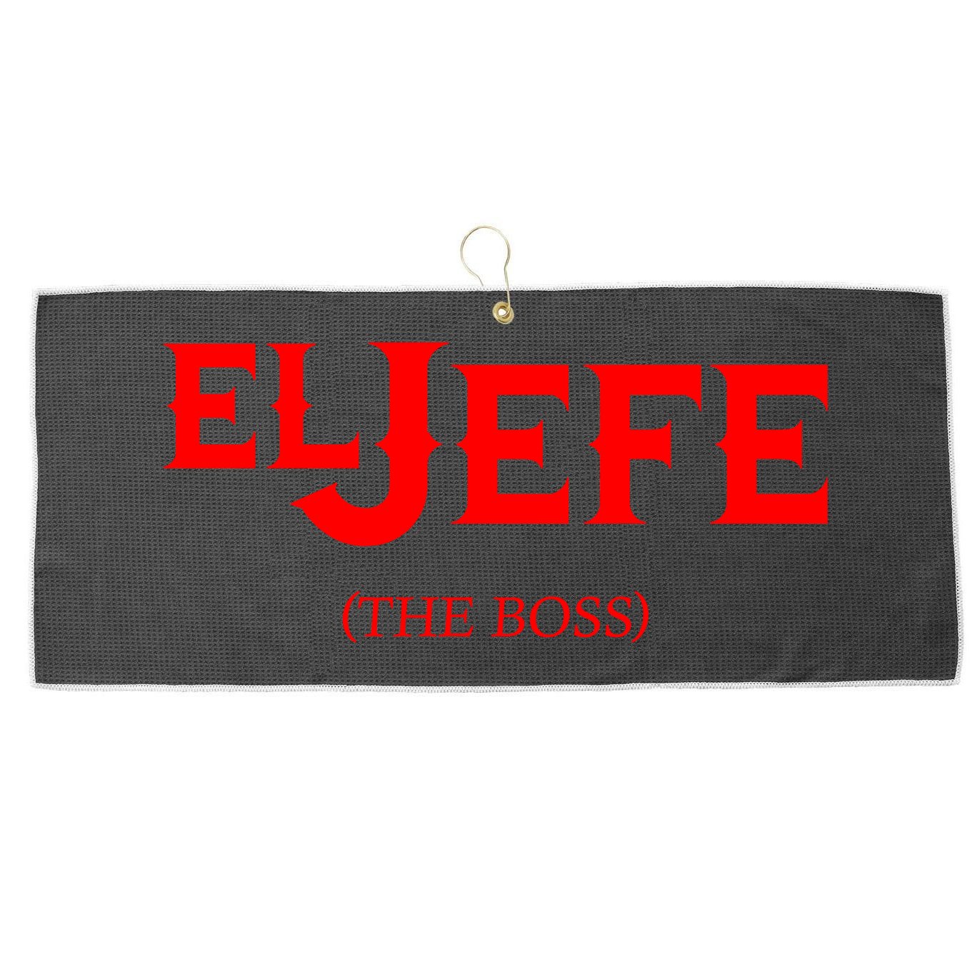 El Jefe (The Boss) Funny Text Logo Large Microfiber Waffle Golf Towel