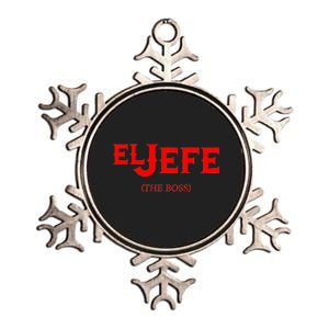 El Jefe (The Boss) Funny Text Logo Metallic Star Ornament