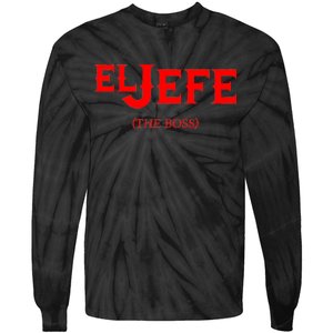 El Jefe (The Boss) Funny Text Logo Tie-Dye Long Sleeve Shirt