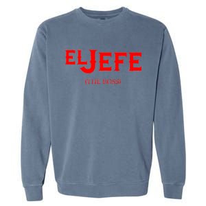 El Jefe (The Boss) Funny Text Logo Garment-Dyed Sweatshirt