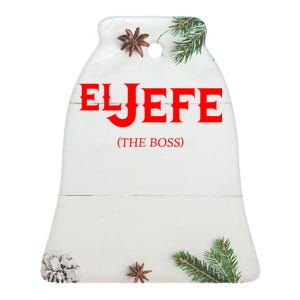 El Jefe (The Boss) Funny Text Logo Ceramic Bell Ornament