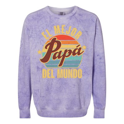 El Mejor Papá Del Mundo Vintage Colorblast Crewneck Sweatshirt